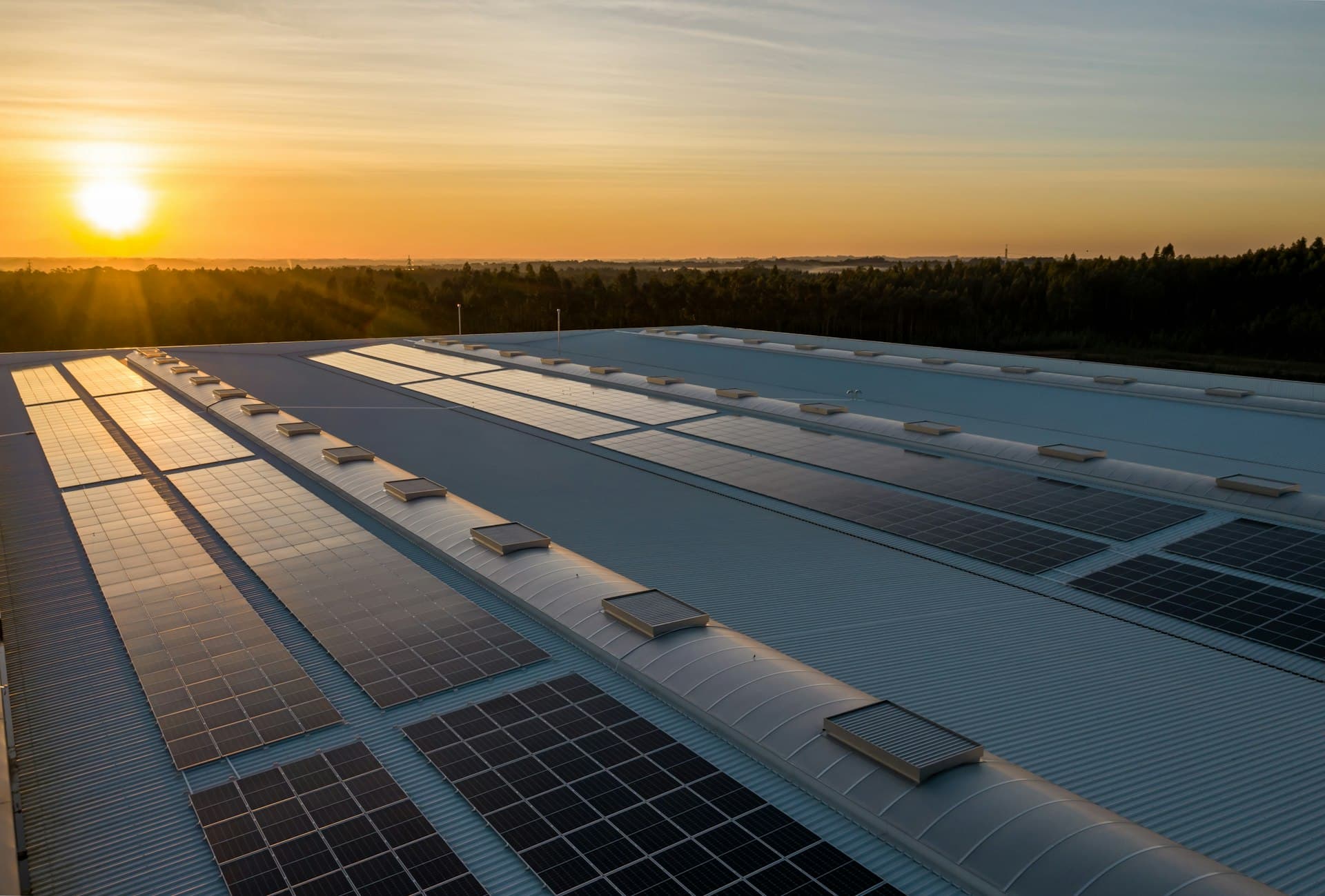 Arizona solar panels at sunset
